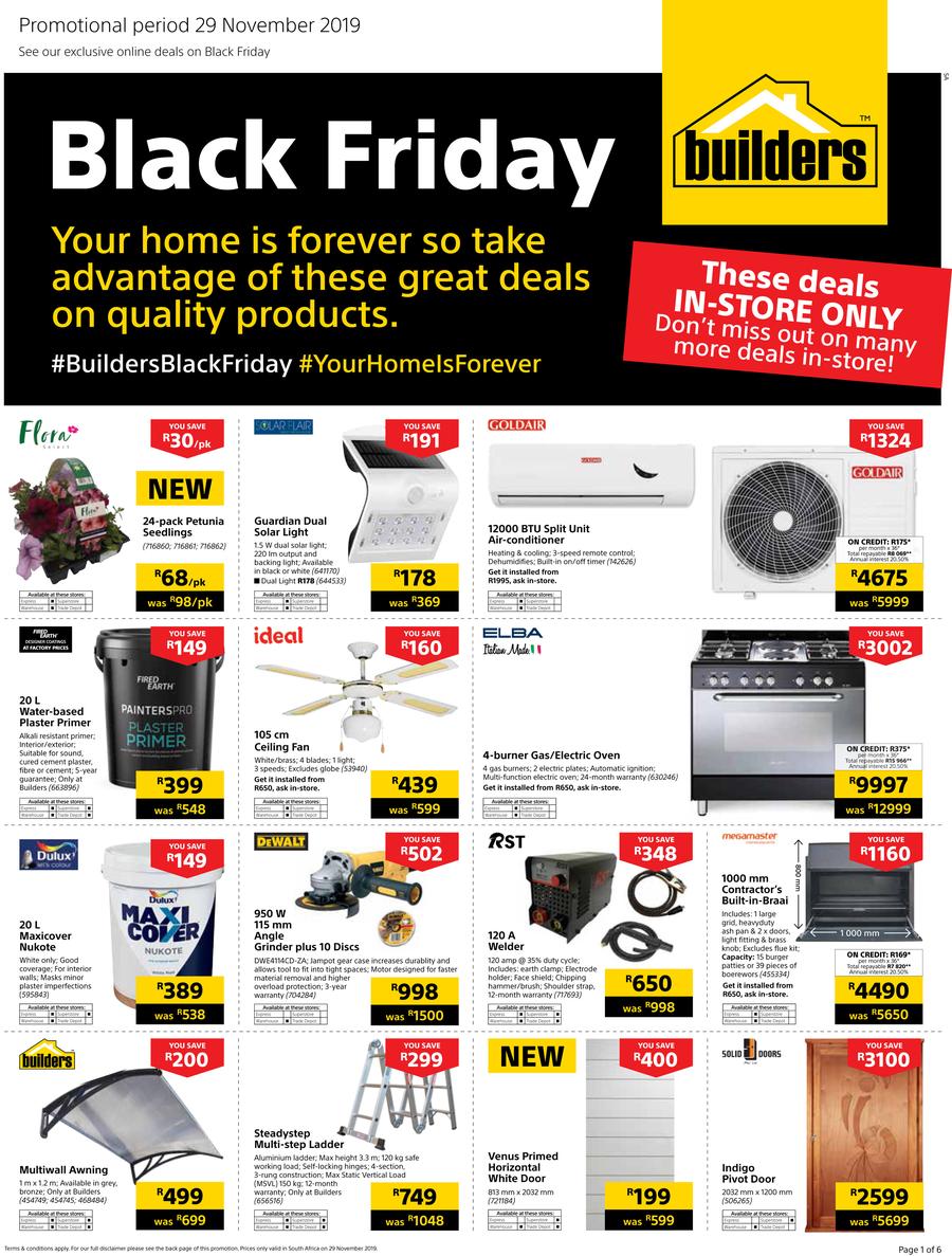 Builders Warehouse Black Friday Specials 29 November 2019 Only