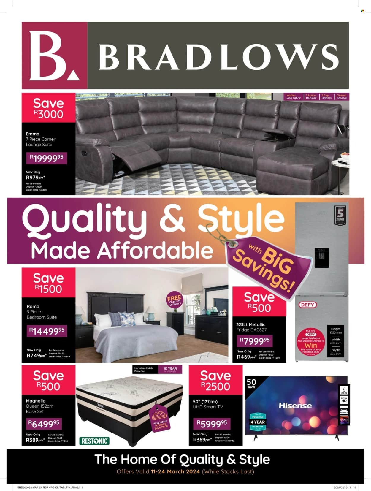 Bradlows Specials 11 March - 24 March, 2024. Furniture Deals